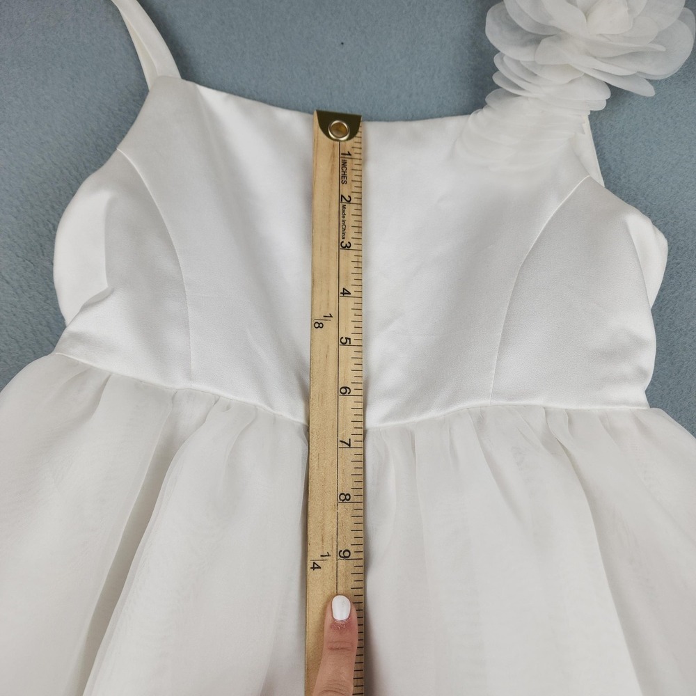 David's Bridal Flower Girl Dress Girls 10 White Ball Gown Layered Formal Wedding - Picture 6 of 9